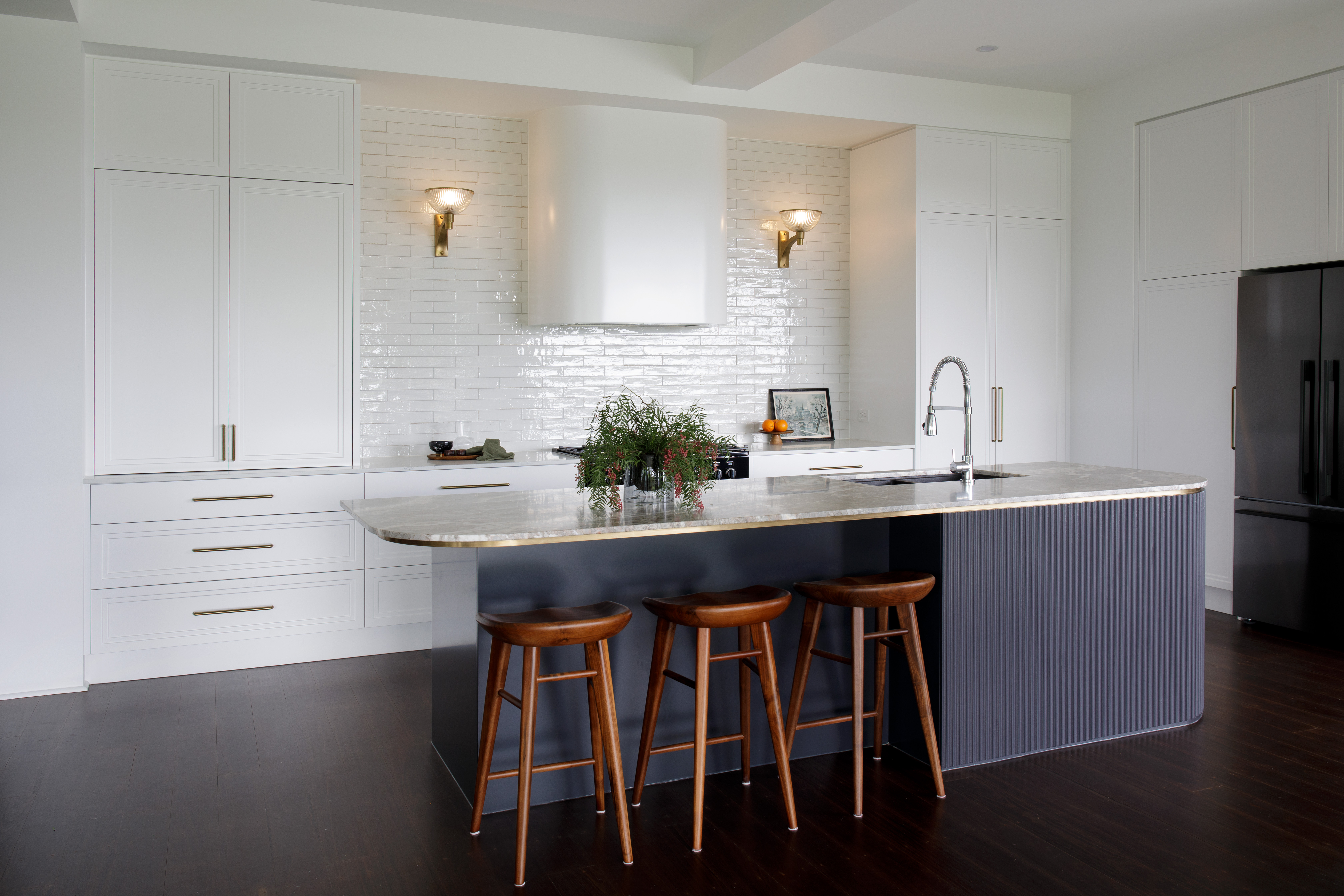 Kitchen island in Fluted MDF