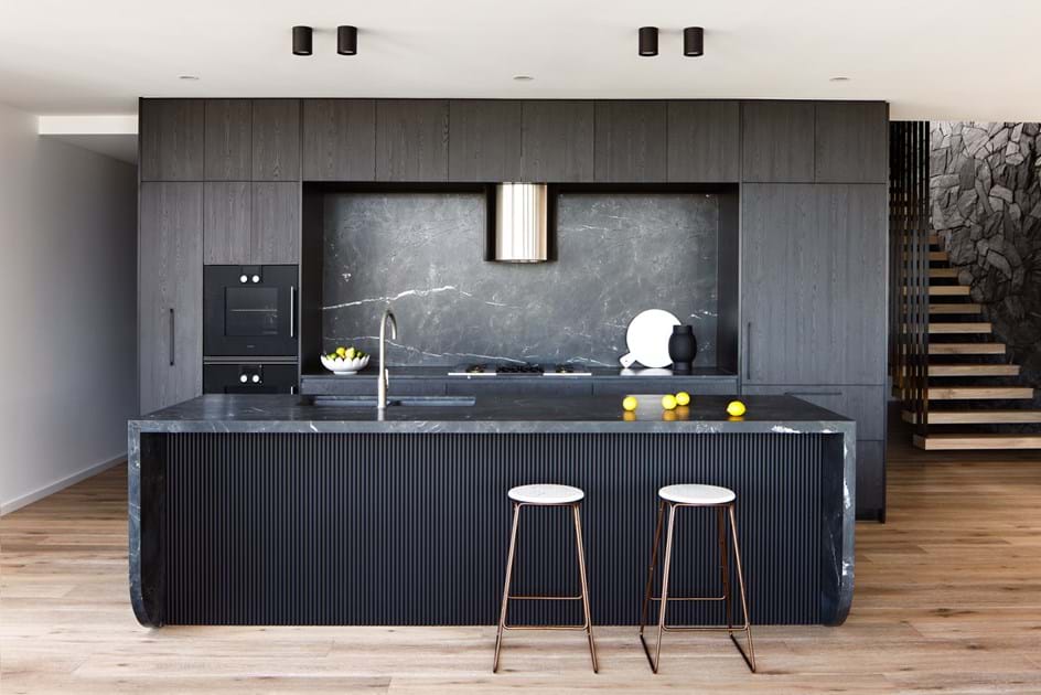 Ribbed MDF kitchen bench