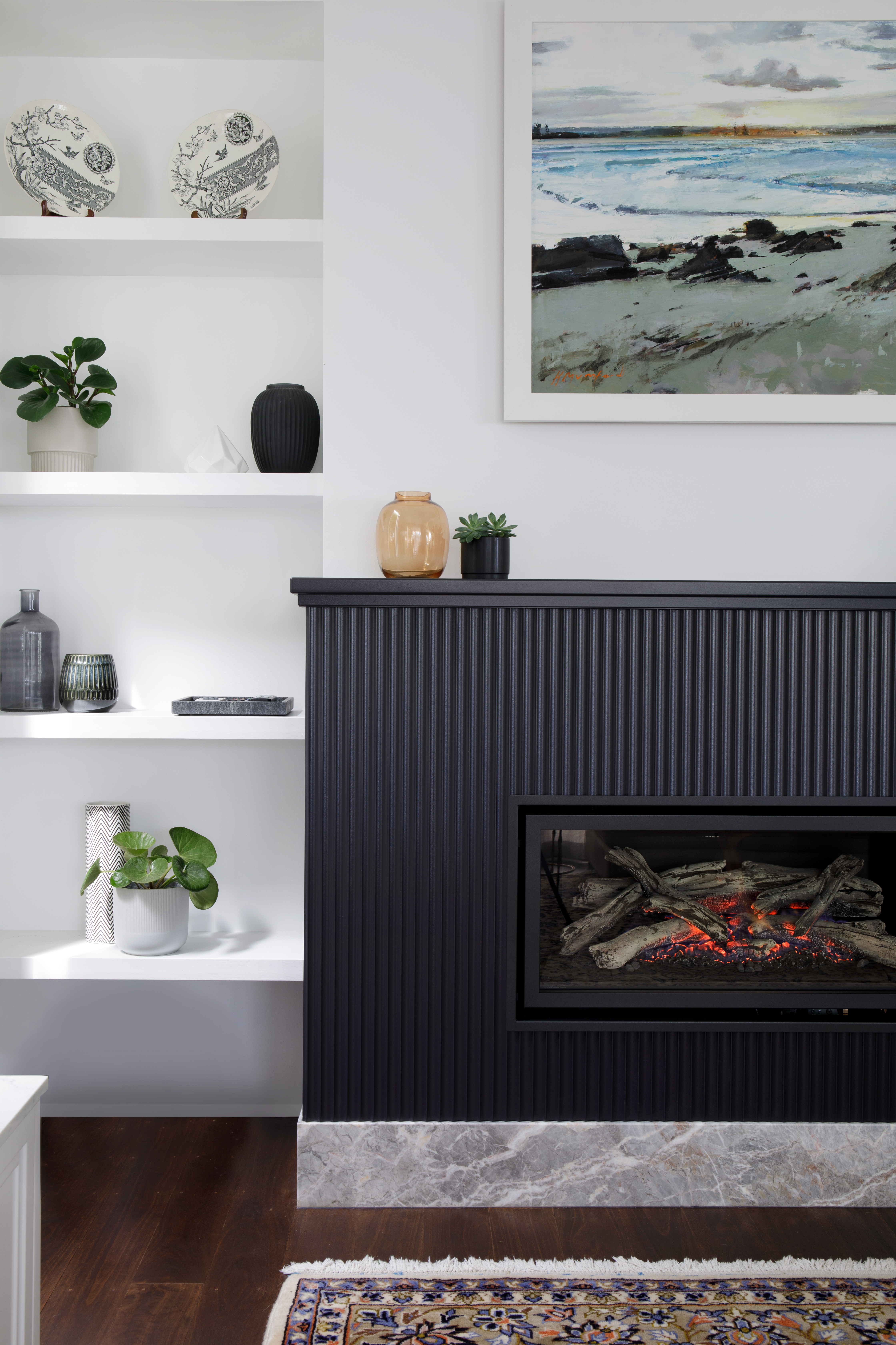 Fluted fireplace panels